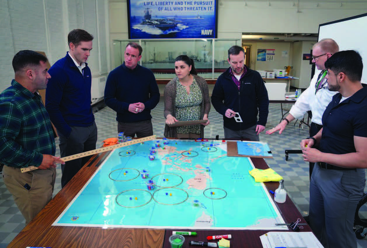 Students and faculty practice complex war scenarios as part of U.S. Naval War College War Gaming Department, Newport, Rhode Island, March 17, 2023 (U.S. Navy/Kristopher Burris)